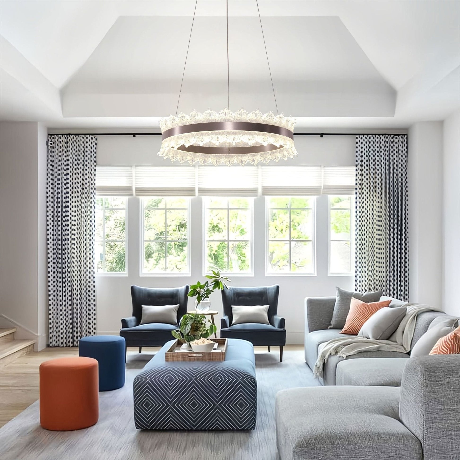 Lightsin Modern Simple Dimmable Metal Ring - Shaped Pendant Light with Acrylic Ceiling Light Cover and Acrylic Lighting Panels - House Comfort