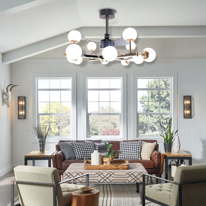 Lightsin Modern Sphere 3 - Blade Ceiling Fan with Light Black & Gold Finish - House Comfort