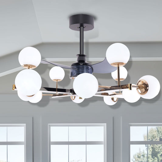 Lightsin Modern Sphere 3 - Blade Ceiling Fan with Light Black & Gold Finish - House Comfort
