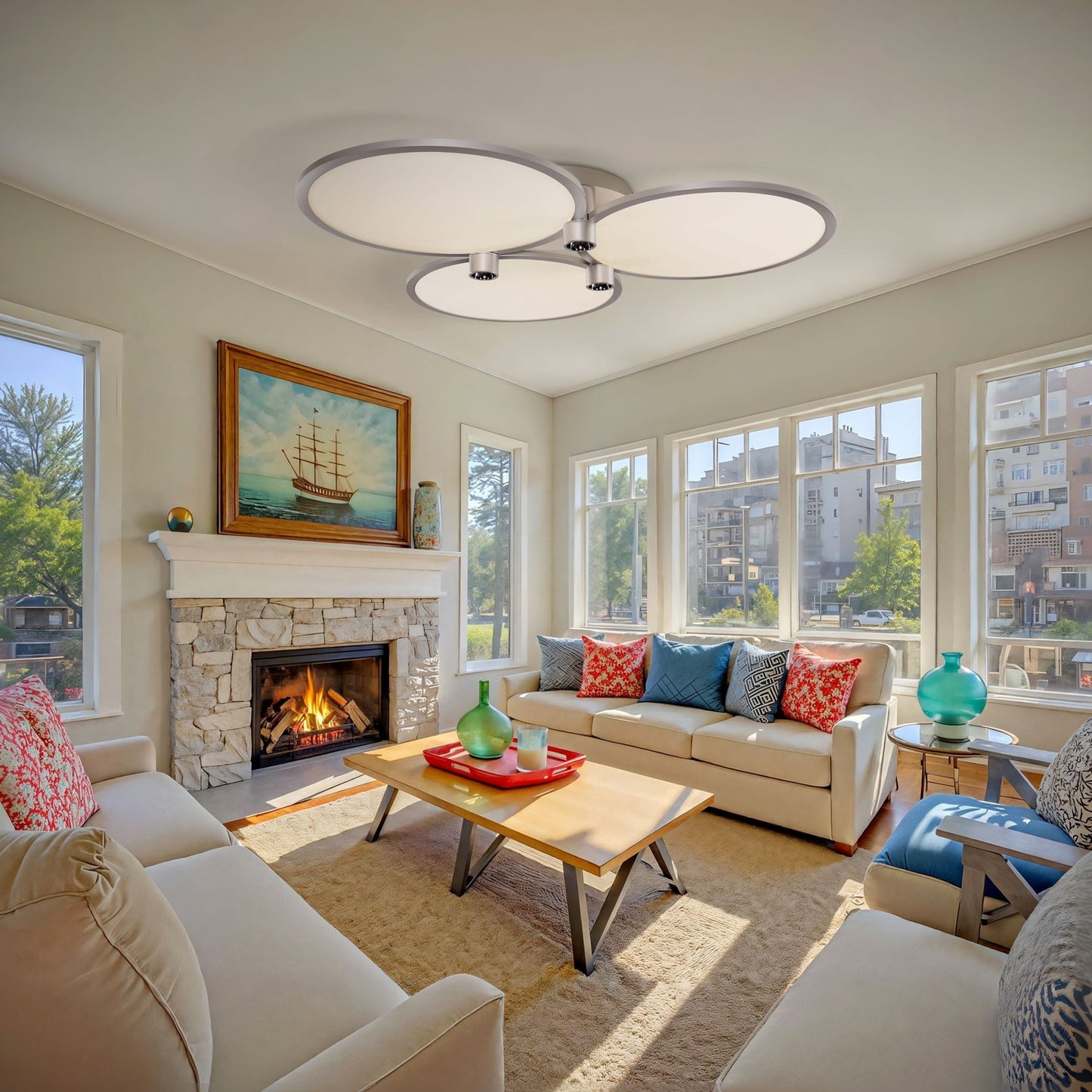 Lightsin Modern Three - Disk Silver/Gold Full Spectrum Ceiling Light - House Comfort