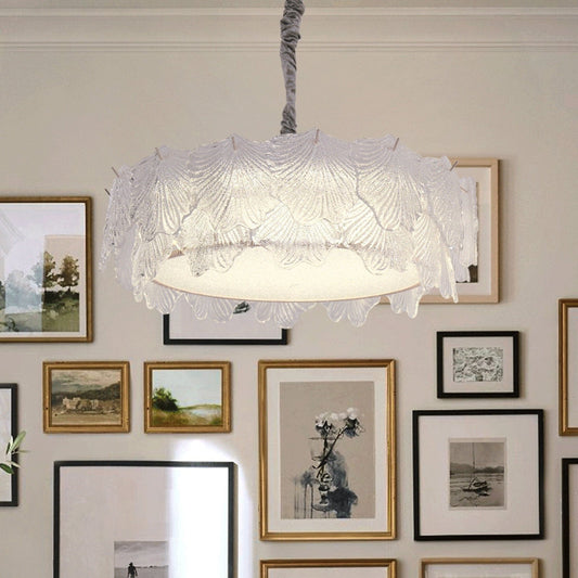 Lightsin Modern Vintage Leaf Glass Pendant Light with Metal Frame for Living Room - House Comfort