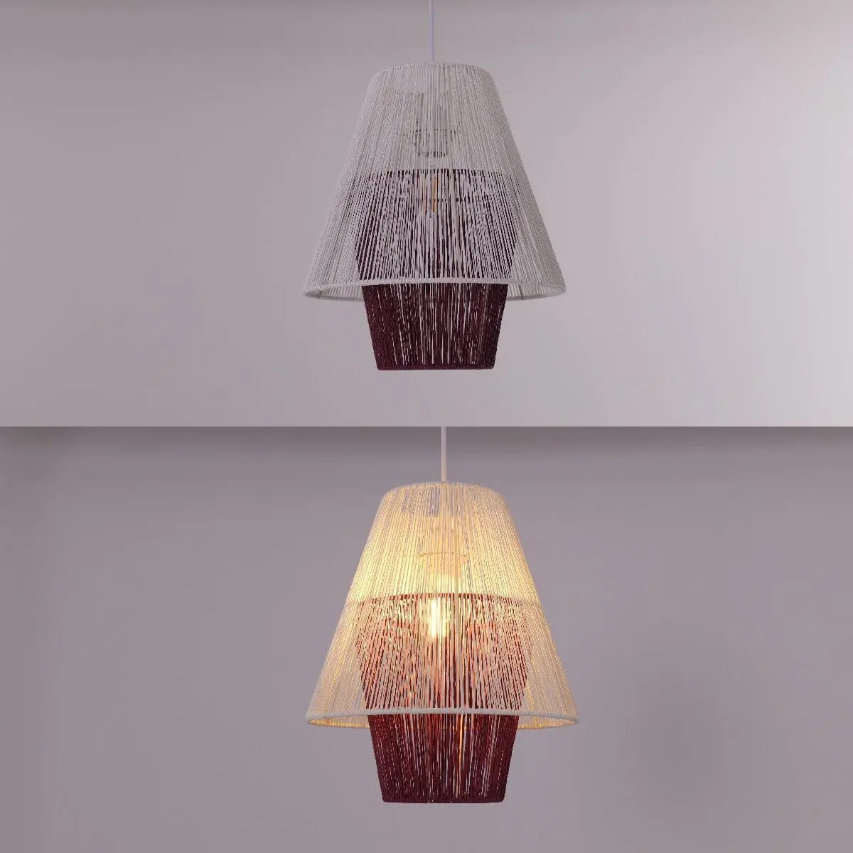 Lightsin Modern White Pendant Light with Purple Paper Rope Design - House Comfort