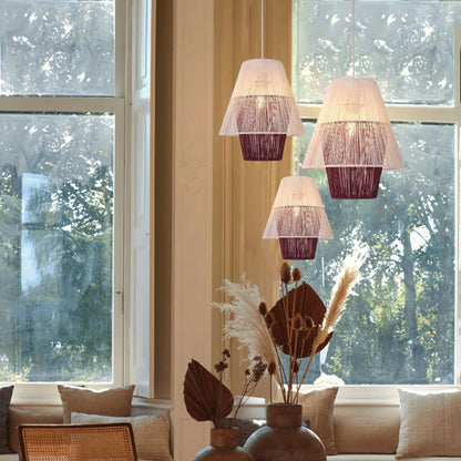 Lightsin Modern White Pendant Light with Purple Paper Rope Design - House Comfort