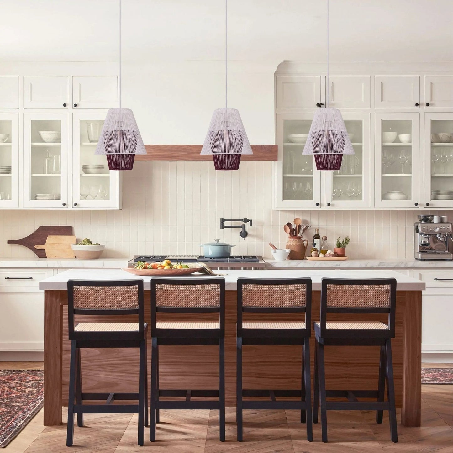 Lightsin Modern White Pendant Light with Purple Paper Rope Design - House Comfort