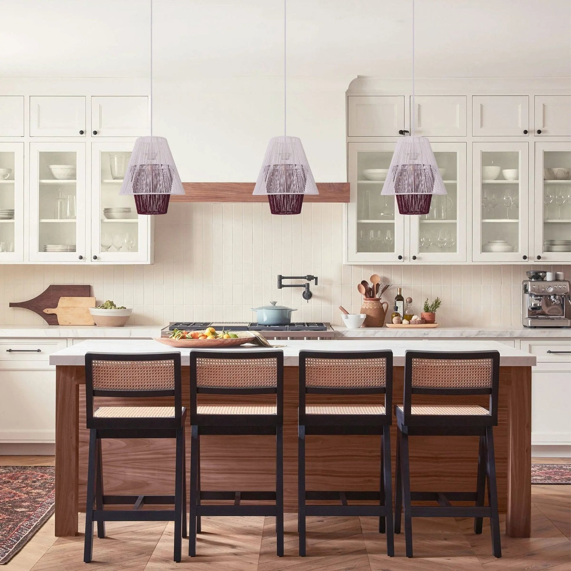 Lightsin Modern White Pendant Light with Purple Paper Rope Design - House Comfort