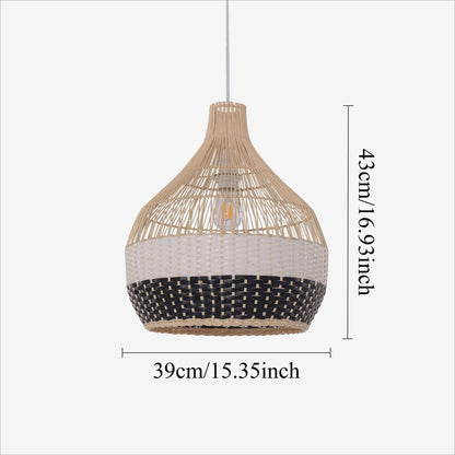 Lightsin Monochrome Japanese Style Handwoven Rattan Pendant Light - House Comfort