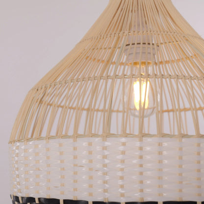 Lightsin Monochrome Japanese Style Handwoven Rattan Pendant Light - House Comfort