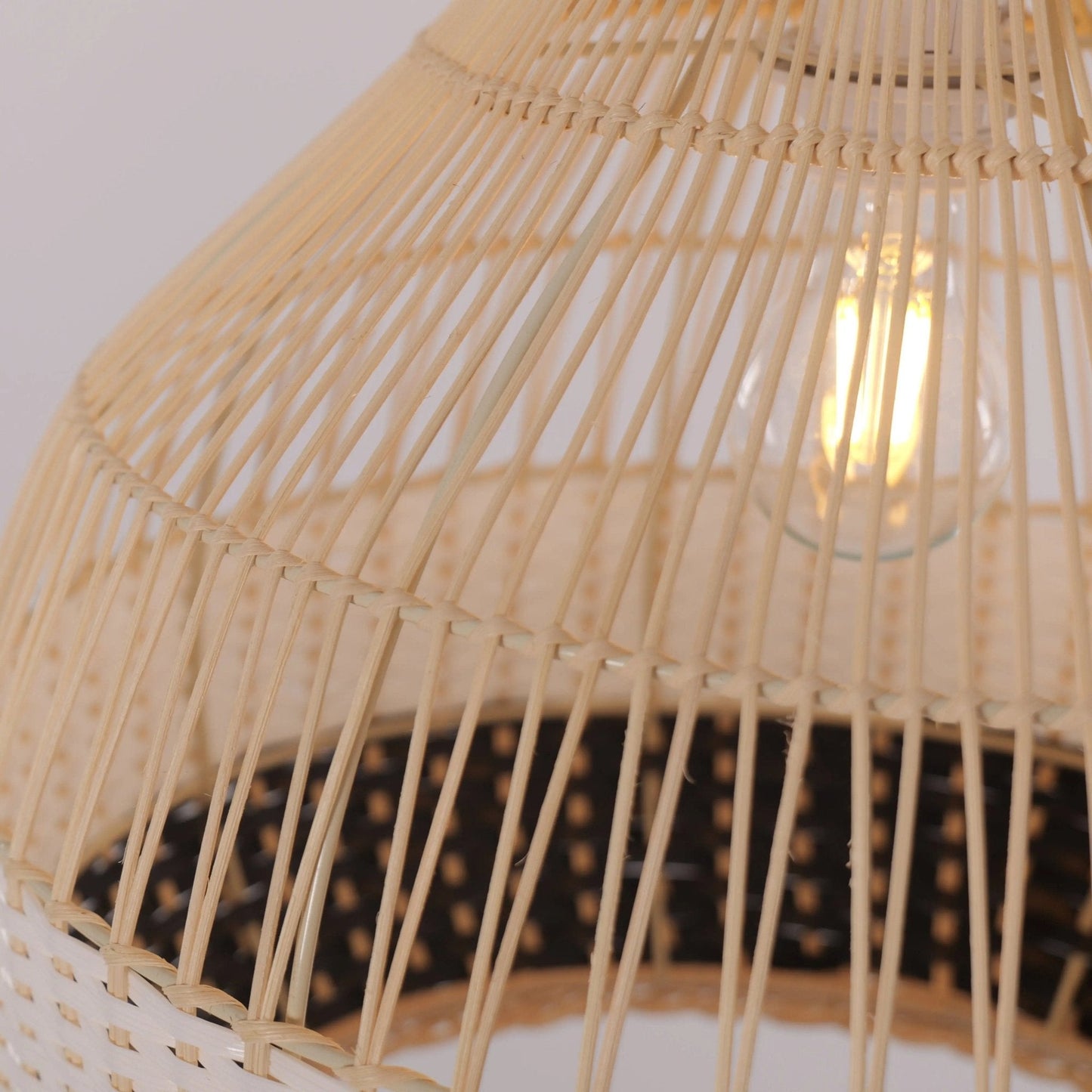 Lightsin Monochrome Japanese Style Handwoven Rattan Pendant Light - House Comfort