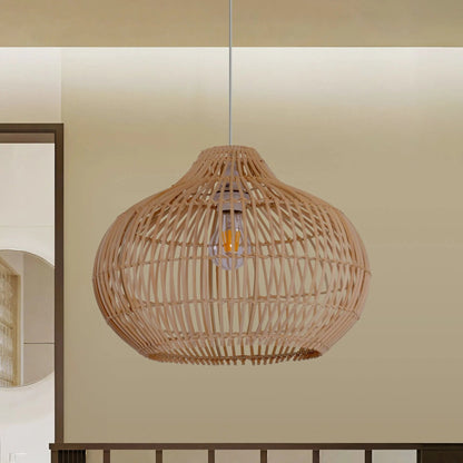 Lightsin Natural Bamboo Basket Shape Pendant Light - House Comfort