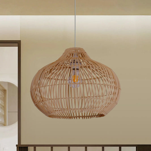 Lightsin Natural Bamboo Basket Shape Pendant Light - House Comfort