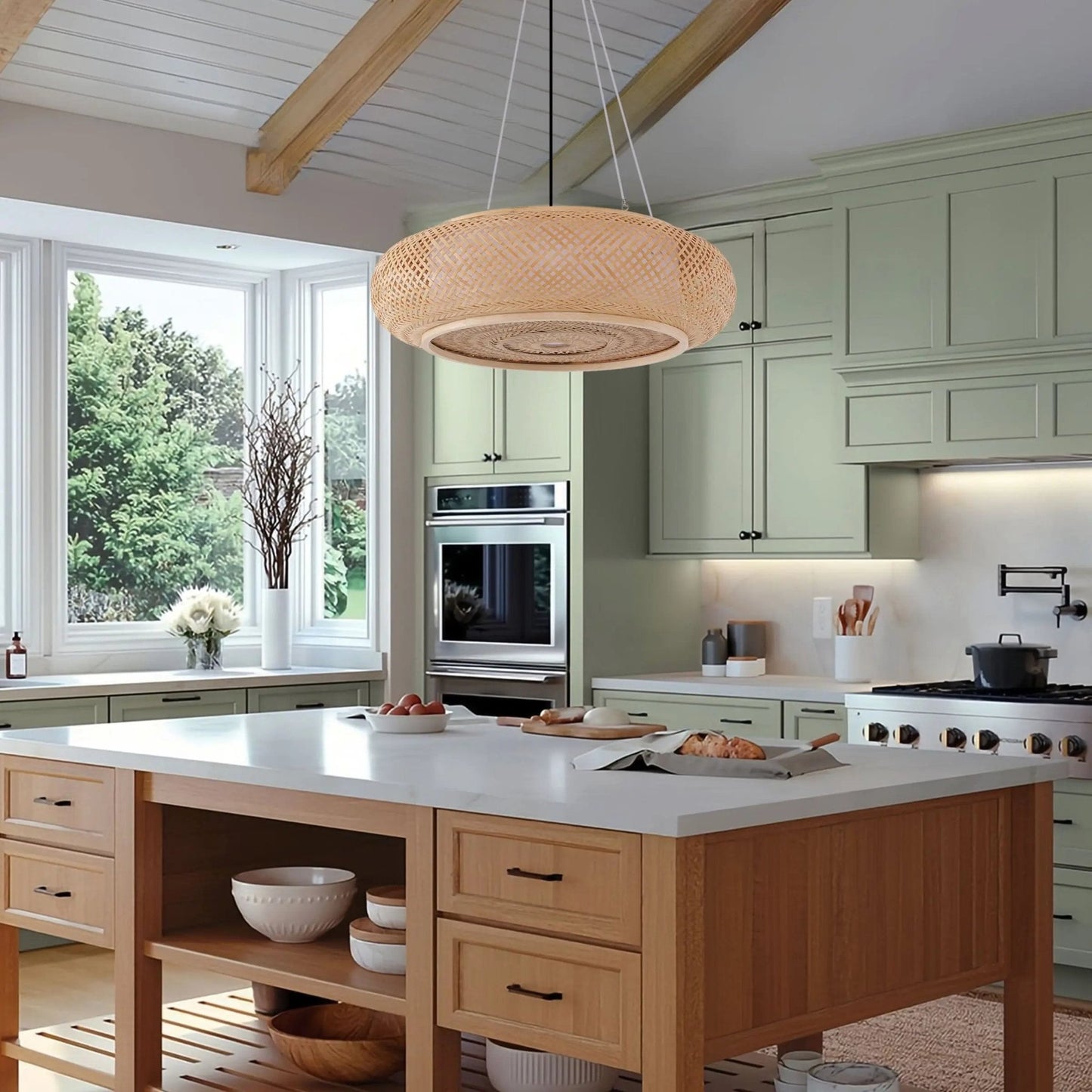 Lightsin Natural Bamboo Pendant Light for Warm Ambiance Décor - House Comfort