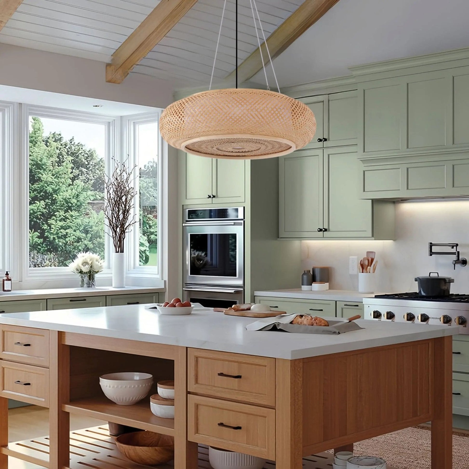 Lightsin Natural Bamboo Pendant Light for Warm Ambiance Décor - House Comfort