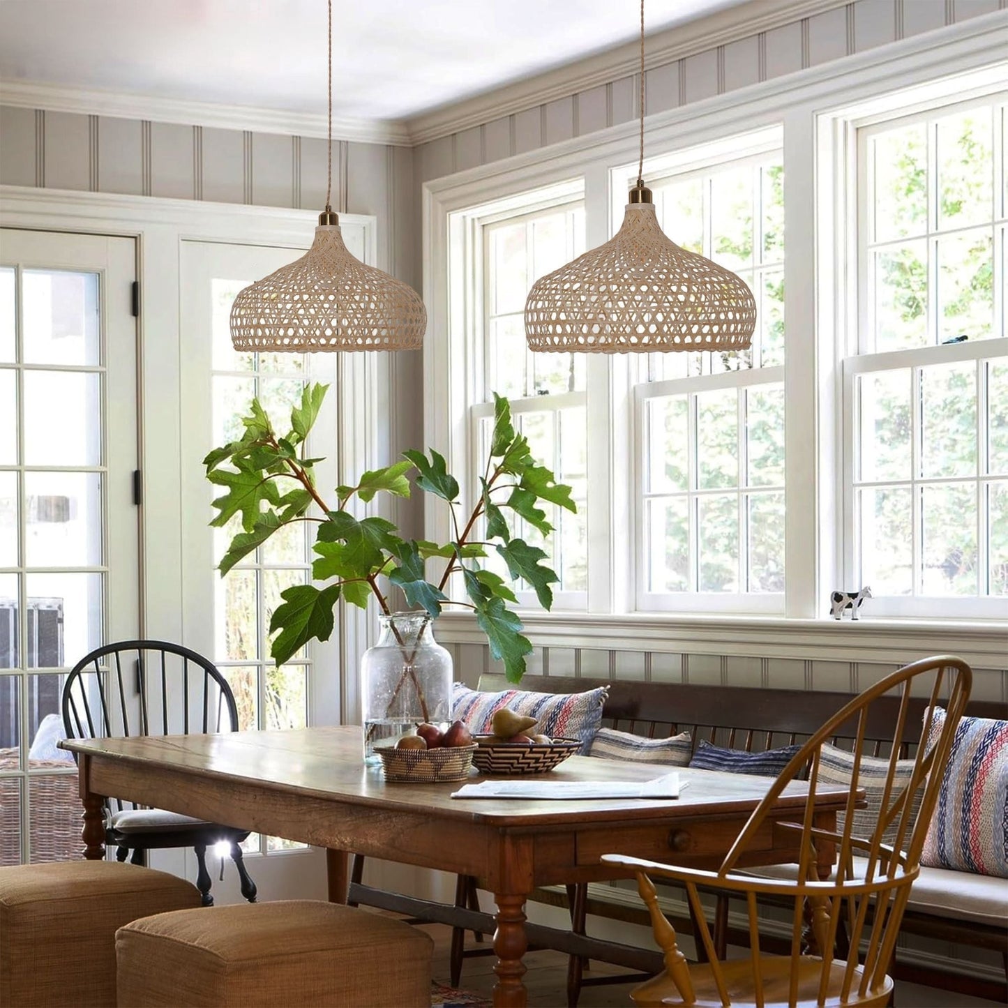 Lightsin Natural Bamboo Pendant Light with Handwoven Lampshades in Four Sizes - House Comfort