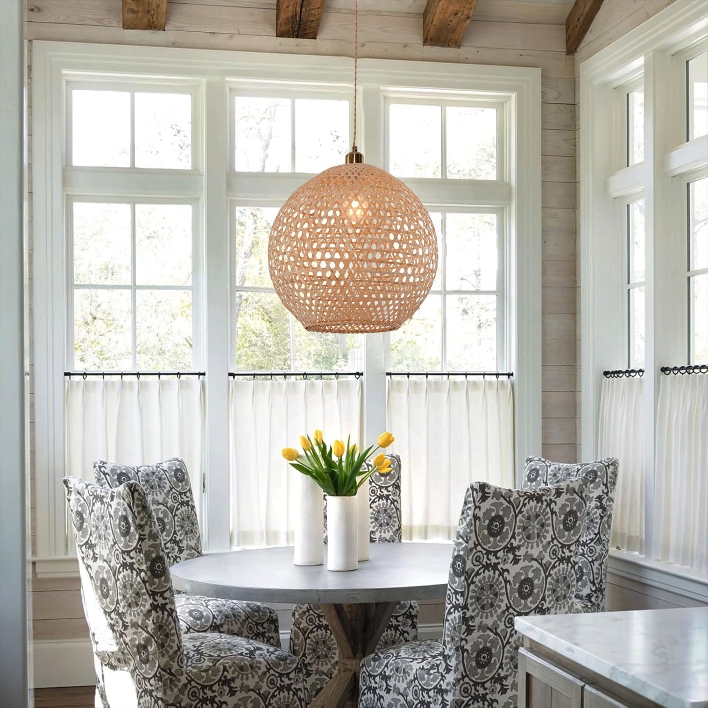 Lightsin Natural Bamboo Pendant Light with Handwoven Lampshades in Four Sizes - House Comfort