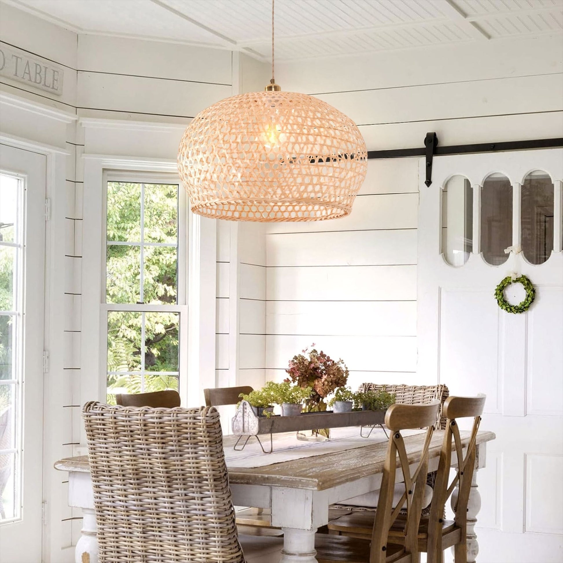 Lightsin Natural Bamboo Pendant Light with Handwoven Lampshades in Four Sizes - House Comfort