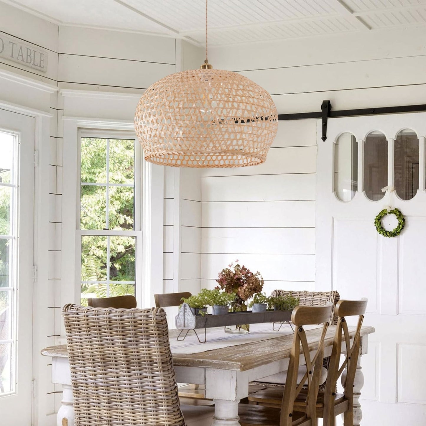 Lightsin Natural Bamboo Pendant Light with Handwoven Lampshades in Four Sizes - House Comfort