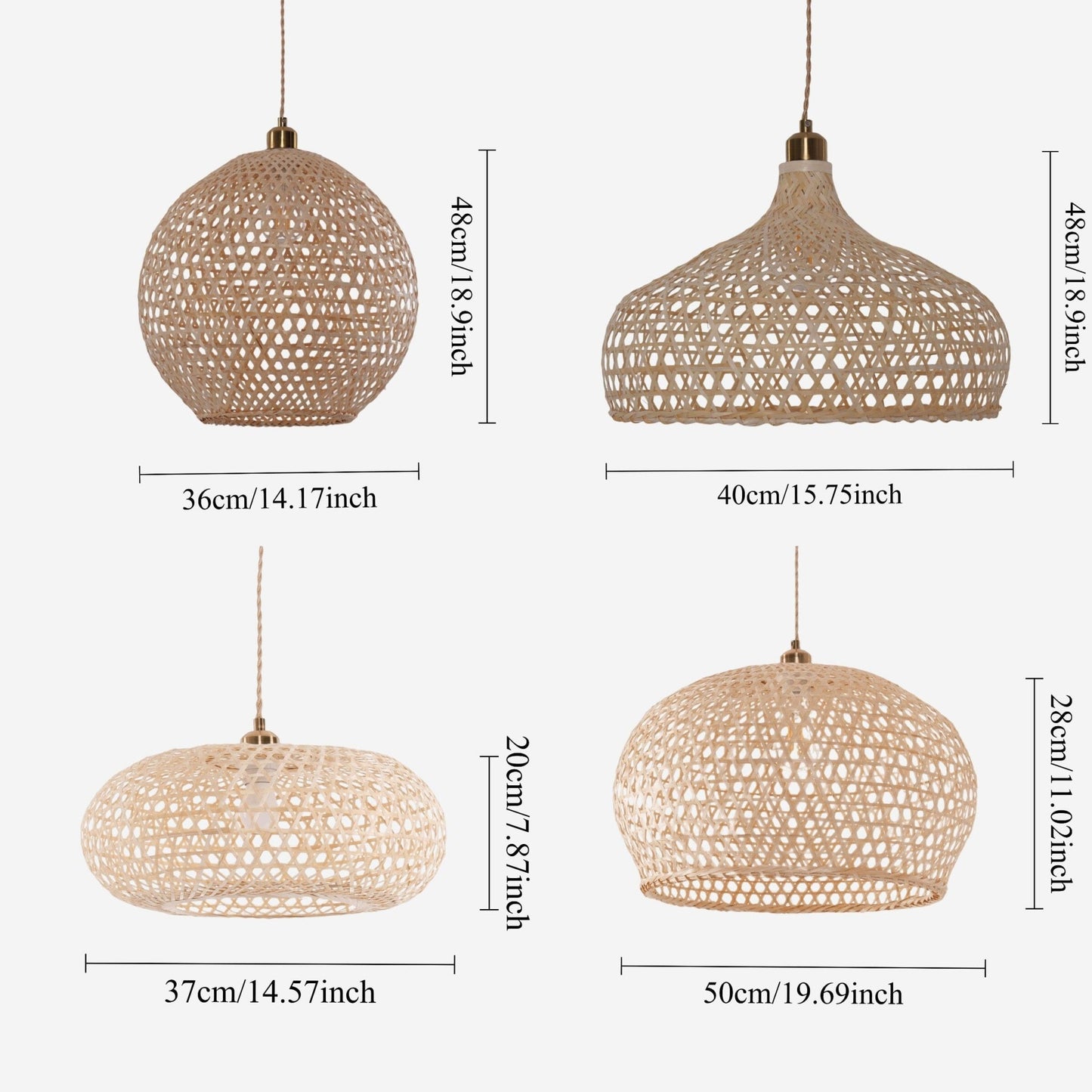 Lightsin Natural Bamboo Pendant Light with Handwoven Lampshades in Four Sizes - House Comfort