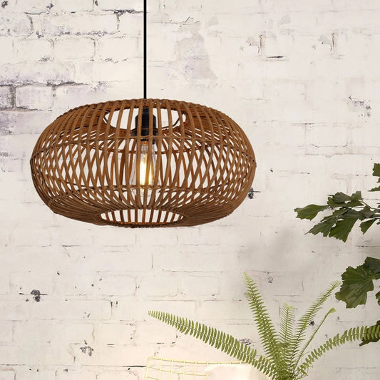 Lightsin Natural Bamboo Woven Round Pendant Light for Warm Interiors - House Comfort