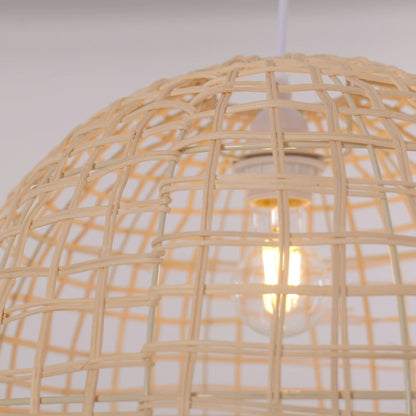 Lightsin Natural Cage Shape Rattan Pendant Light - House Comfort