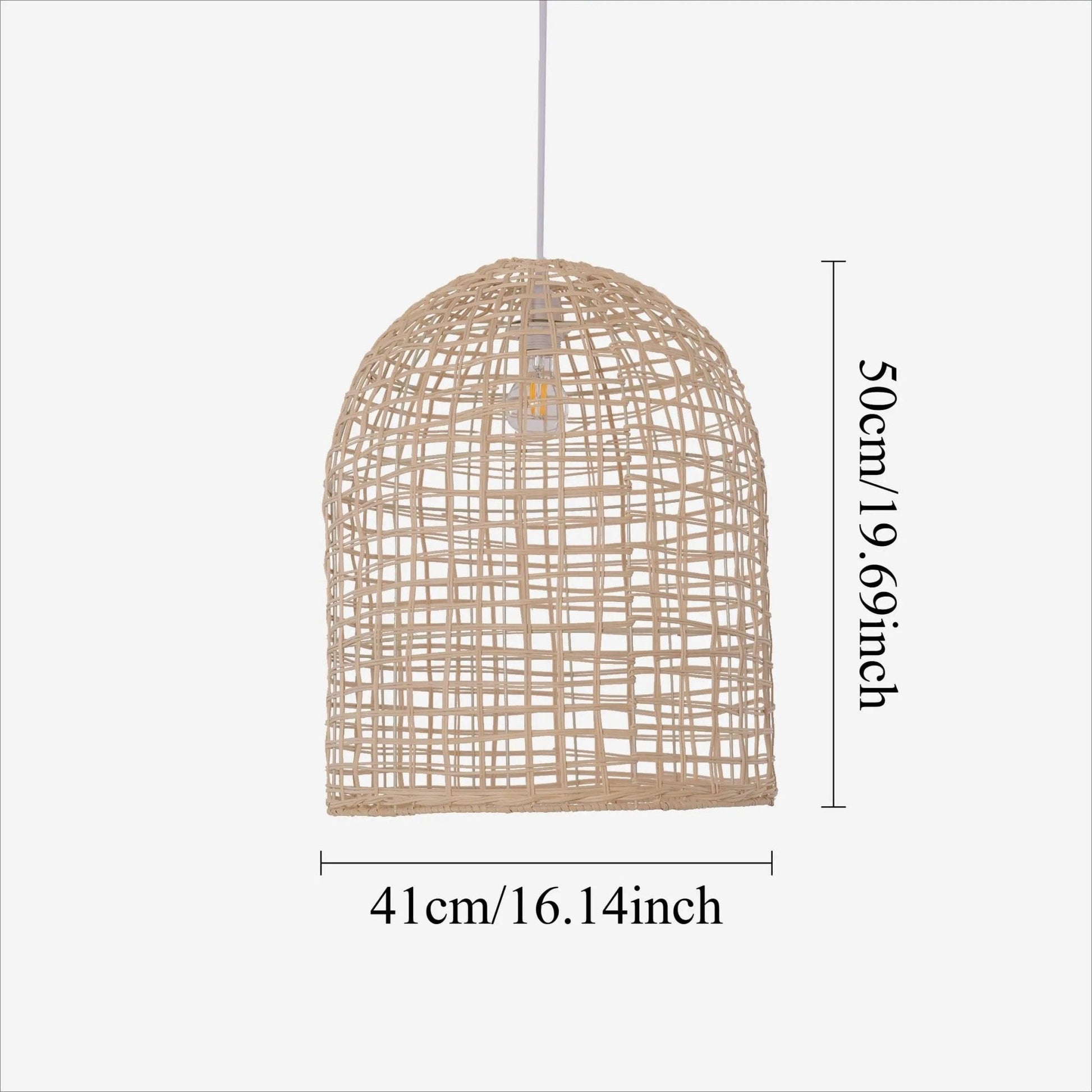 Lightsin Natural Cage Shape Rattan Pendant Light - House Comfort