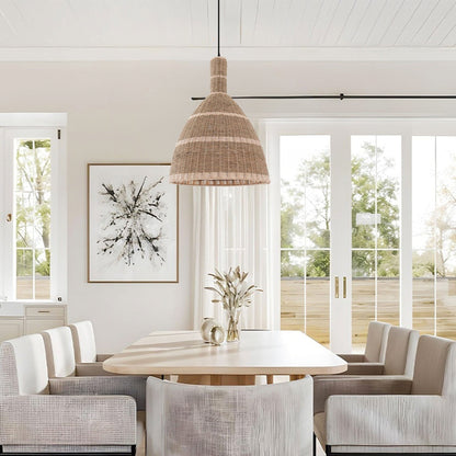 Lightsin Natural Grass Dome Pendant Light – Handwoven Ceiling Pendant Light for Boho, Living Room, and Eco - Friendly Interiors - House Comfort