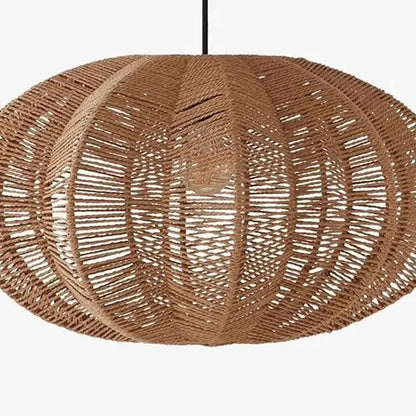 Lightsin Natural Handwoven Hemp Rope Oval Kitchen Pendant Lighting - House Comfort