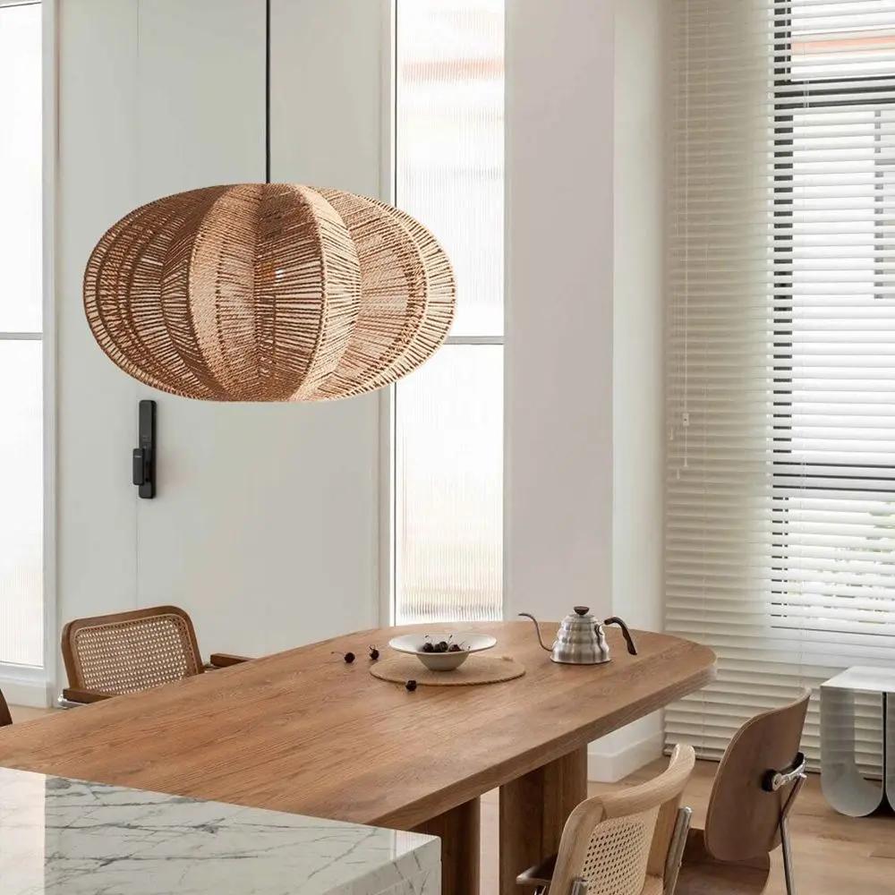 Lightsin Natural Handwoven Hemp Rope Oval Kitchen Pendant Lighting - House Comfort