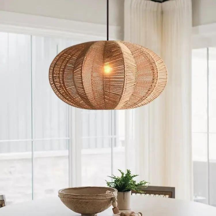 Lightsin Natural Handwoven Hemp Rope Oval Kitchen Pendant Lighting - House Comfort
