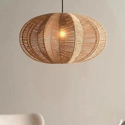 Lightsin Natural Handwoven Hemp Rope Oval Kitchen Pendant Lighting - House Comfort