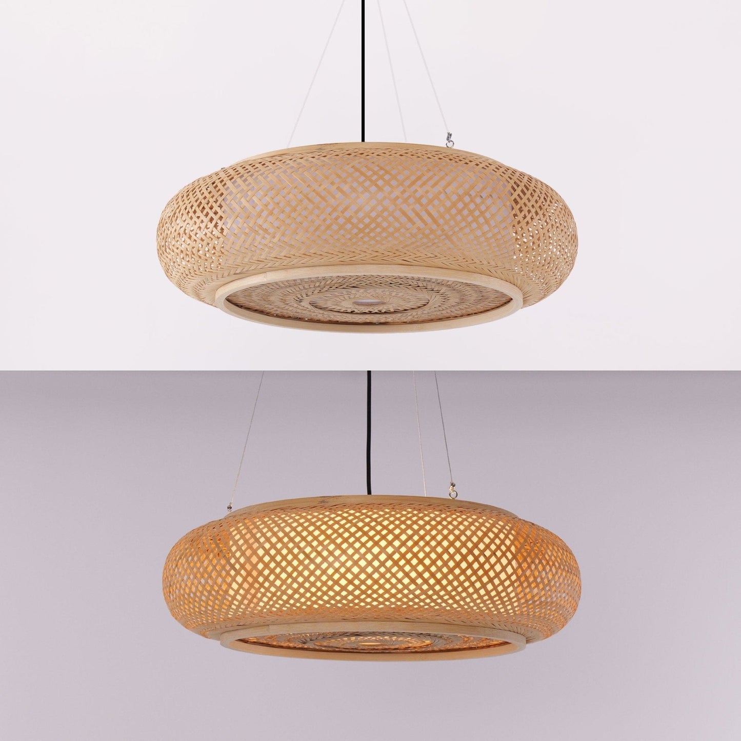 Lightsin Natural Pendant Light – Handwoven Bamboo Ceiling Pendant Light for Kitchen, Dining, and Bedroom Ambiance - House Comfort