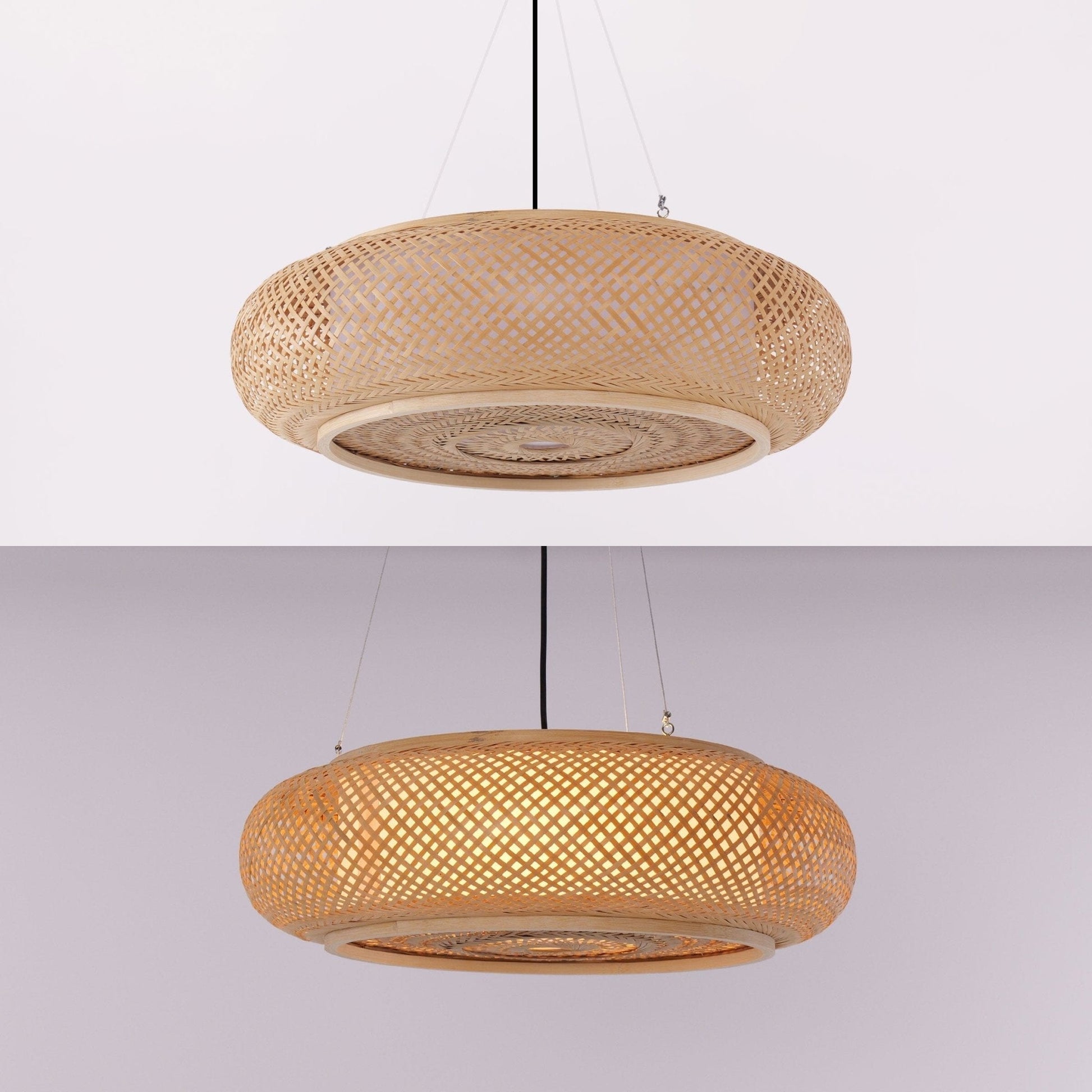 Lightsin Natural Pendant Light – Handwoven Bamboo Ceiling Pendant Light for Kitchen, Dining, and Bedroom Ambiance - House Comfort