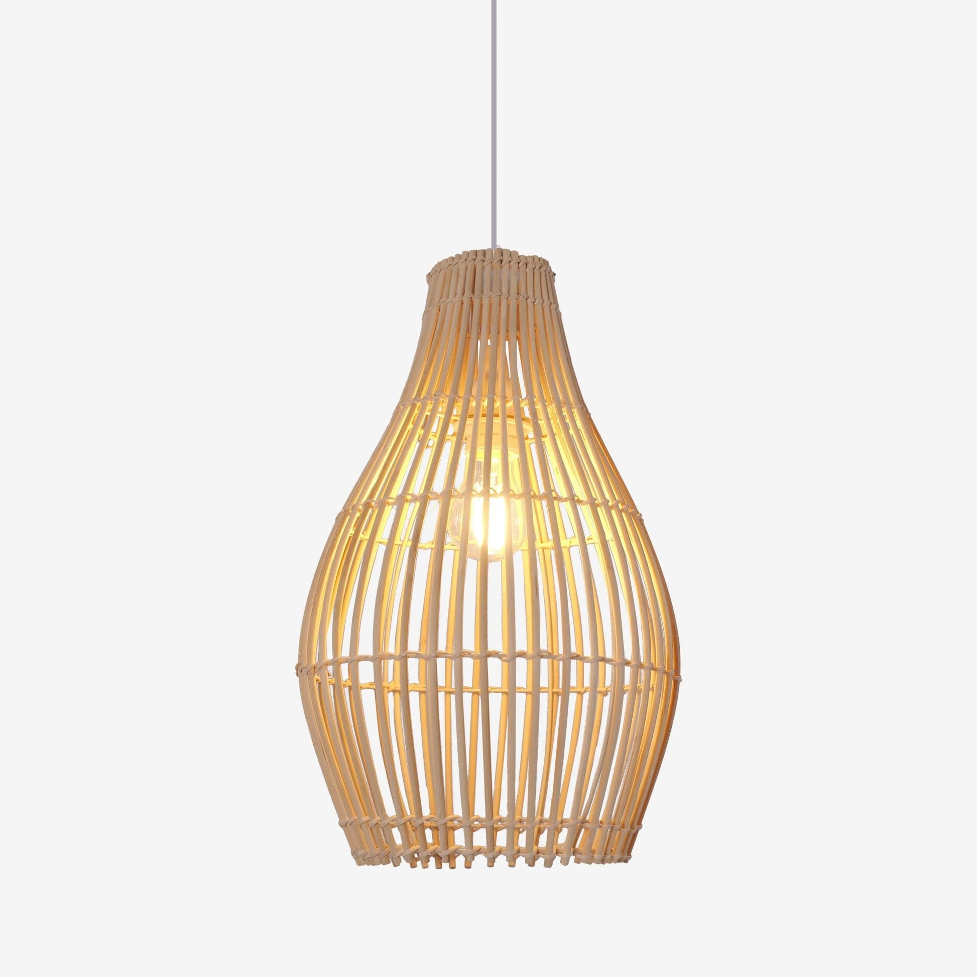 Lightsin Natural Rattan and Bamboo Pendant Light with Iron Frame - House Comfort