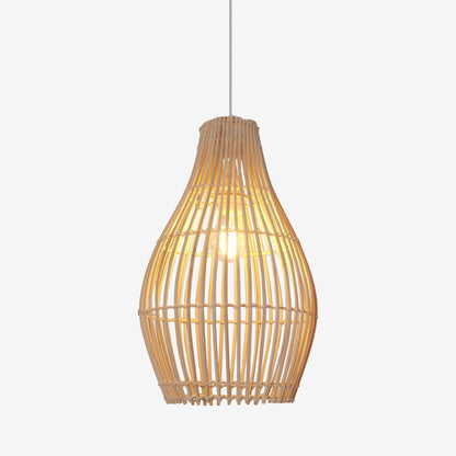 Lightsin Natural Rattan and Bamboo Pendant Light with Iron Frame - House Comfort