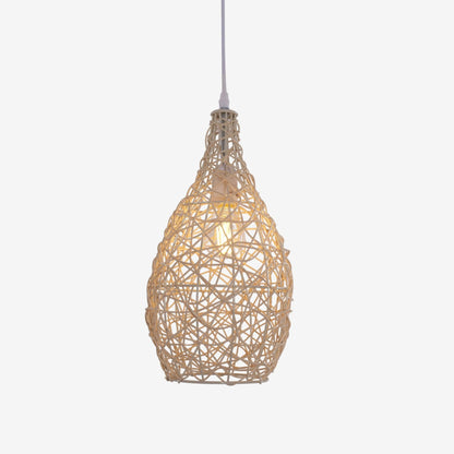 Lightsin Natural Rattan and Bamboo Pendant Light with Iron Frame - House Comfort