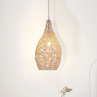 Lightsin Natural Rattan and Bamboo Pendant Light with Iron Frame - House Comfort