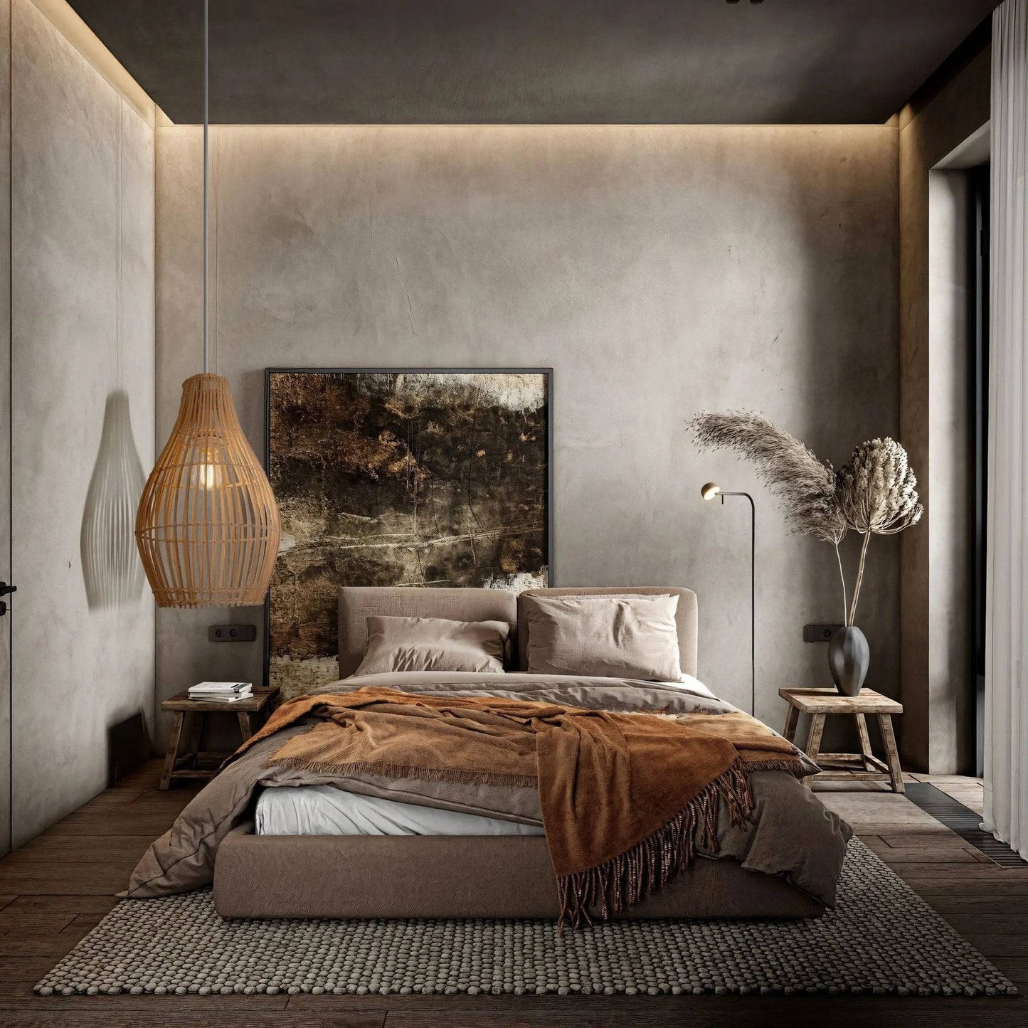 Lightsin Natural Rattan and Bamboo Pendant Light with Iron Frame - House Comfort