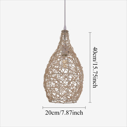 Lightsin Natural Rattan and Bamboo Pendant Light with Iron Frame - House Comfort