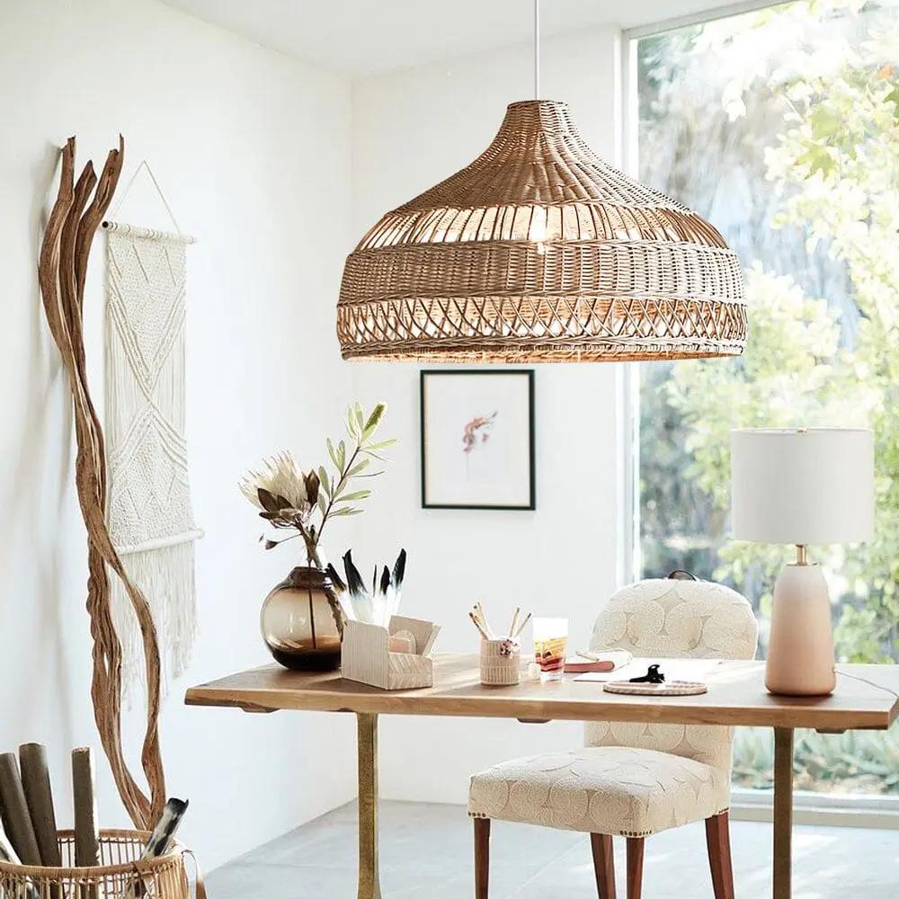 Lightsin Natural Rattan Pendant Light - Handwoven Ceiling Light, Durable & Rustic - House Comfort