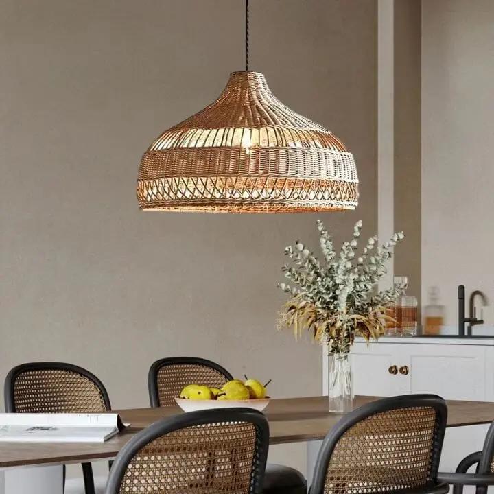 Lightsin Natural Rattan Pendant Light - Handwoven Ceiling Light, Durable & Rustic - House Comfort