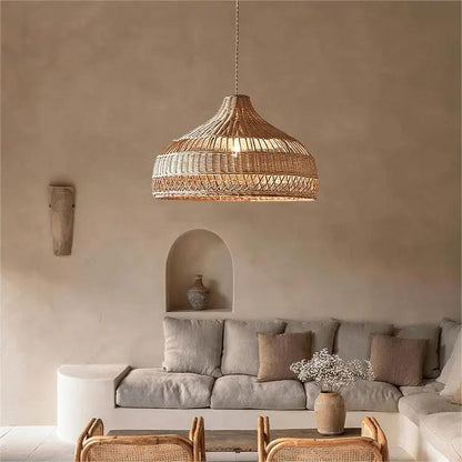 Lightsin Natural Rattan Pendant Light - Handwoven Ceiling Light, Durable & Rustic - House Comfort