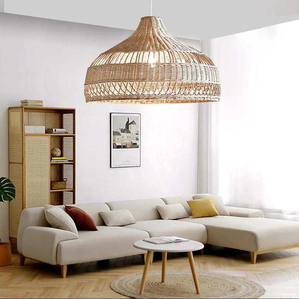 Lightsin Natural Rattan Pendant Light - Handwoven Ceiling Light, Durable & Rustic - House Comfort