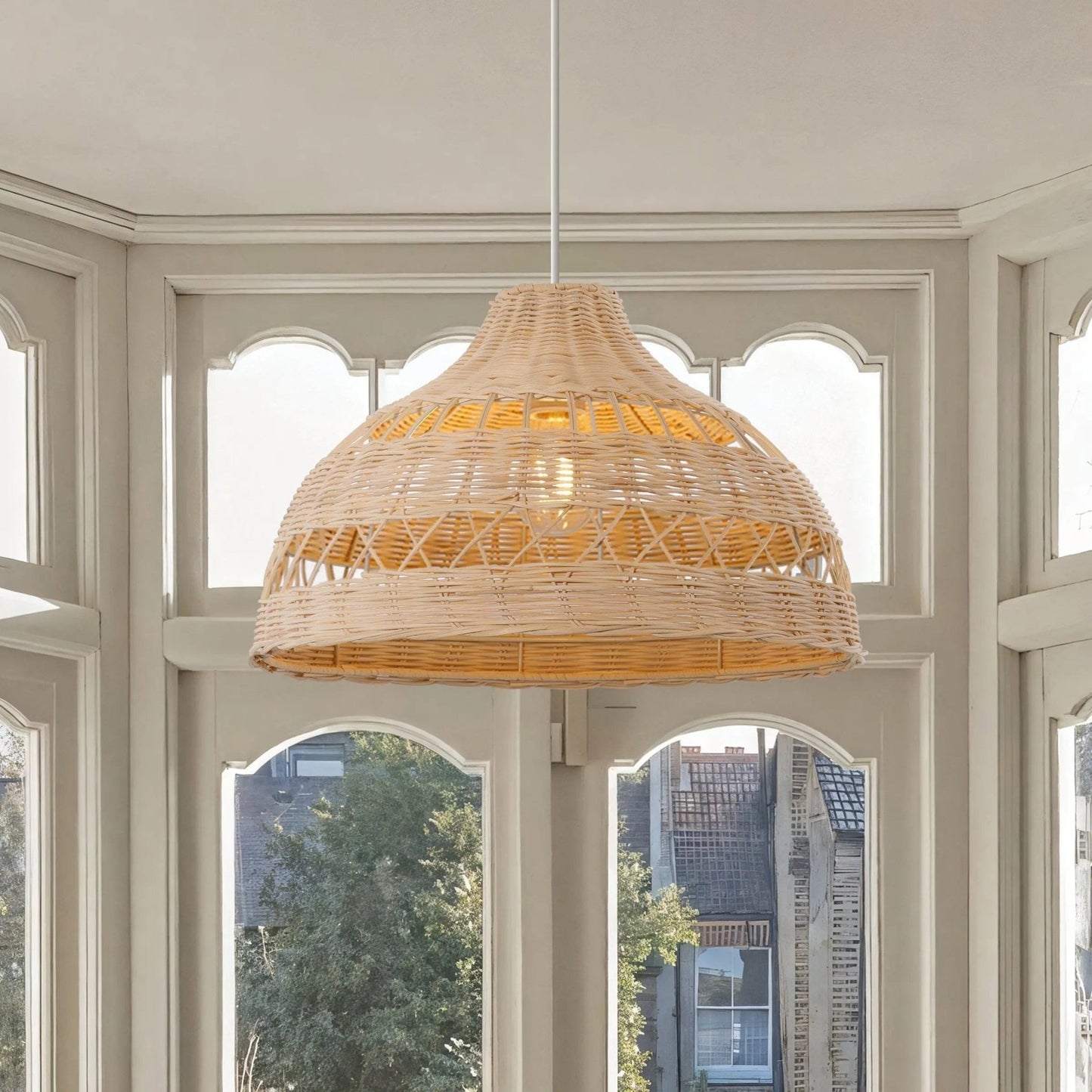 Lightsin Natural Rattan Pendant Light - Handwoven Ceiling Light, Durable & Rustic - House Comfort