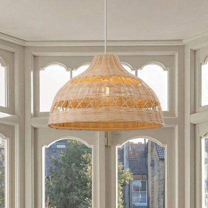 Lightsin Natural Rattan Pendant Light - Handwoven Ceiling Light, Durable & Rustic - House Comfort