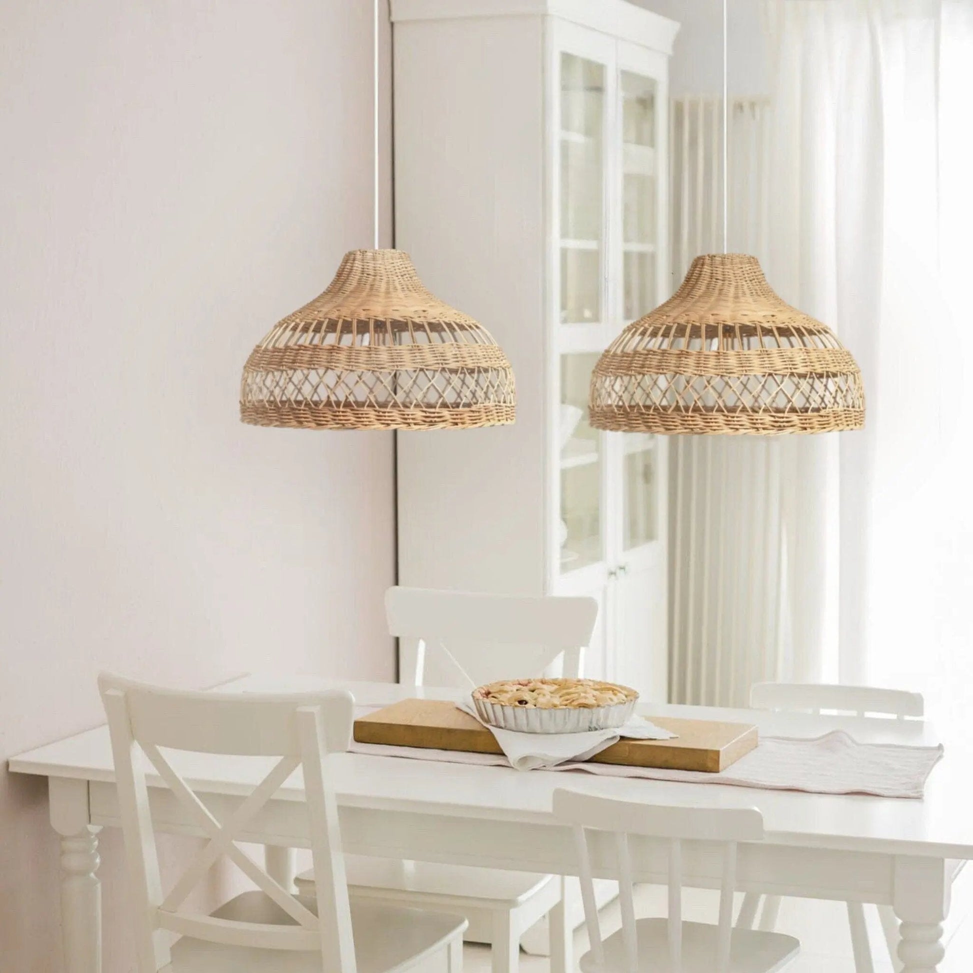 Lightsin Natural Rattan Pendant Light - Handwoven Ceiling Light, Durable & Rustic - House Comfort