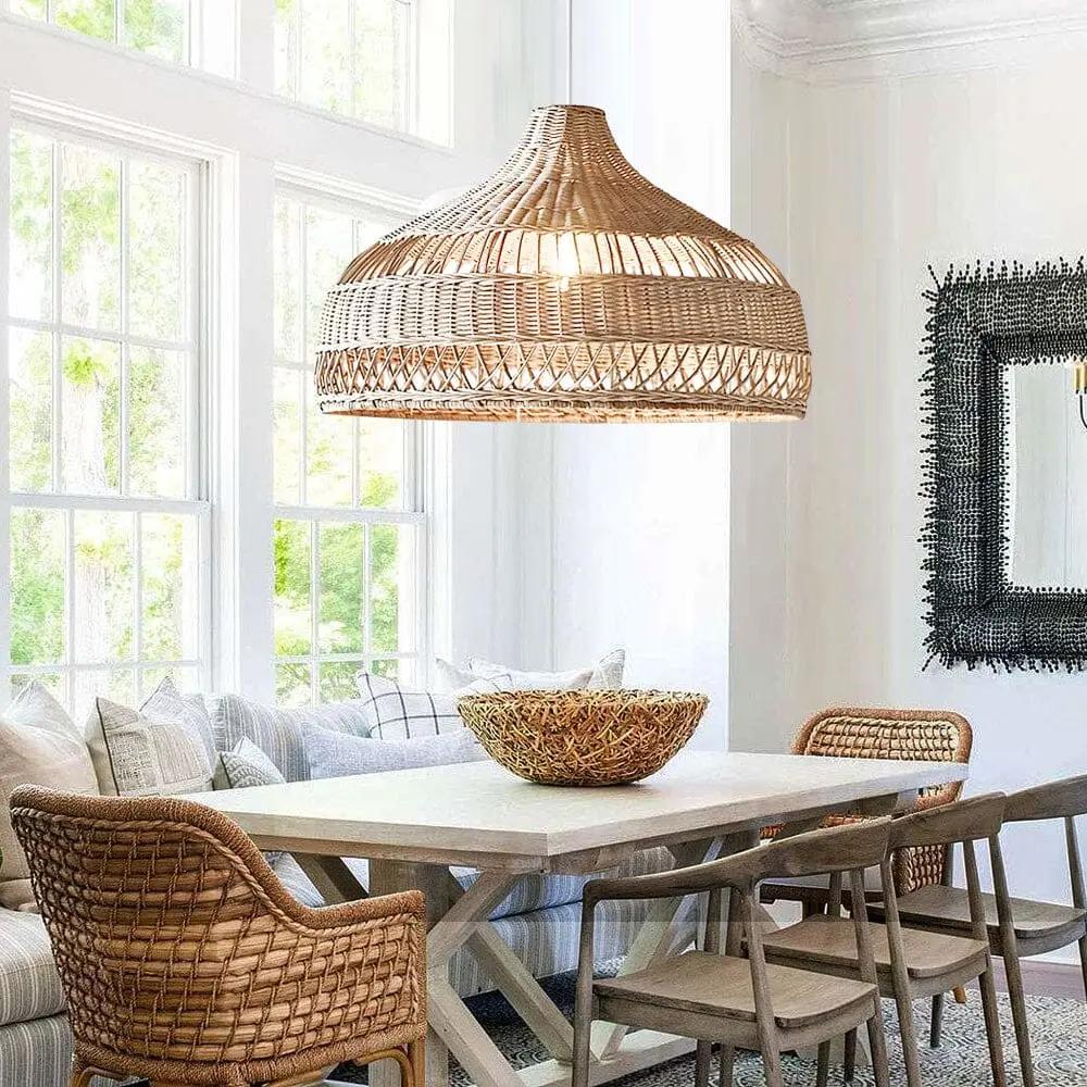 Lightsin Natural Rattan Pendant Light - Handwoven Ceiling Light, Durable & Rustic - House Comfort