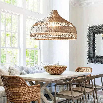 Lightsin Natural Rattan Pendant Light - Handwoven Ceiling Light, Durable & Rustic - House Comfort