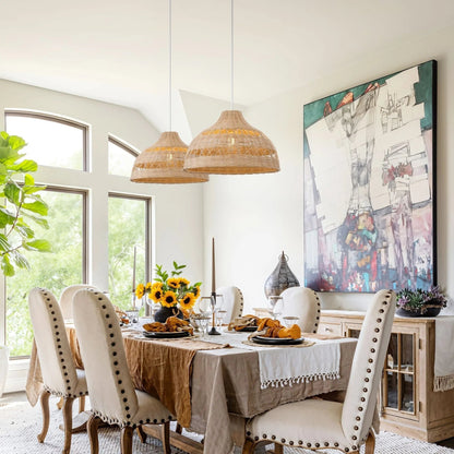 Lightsin Natural Rattan Pendant Light - Handwoven Ceiling Light, Durable & Rustic - House Comfort