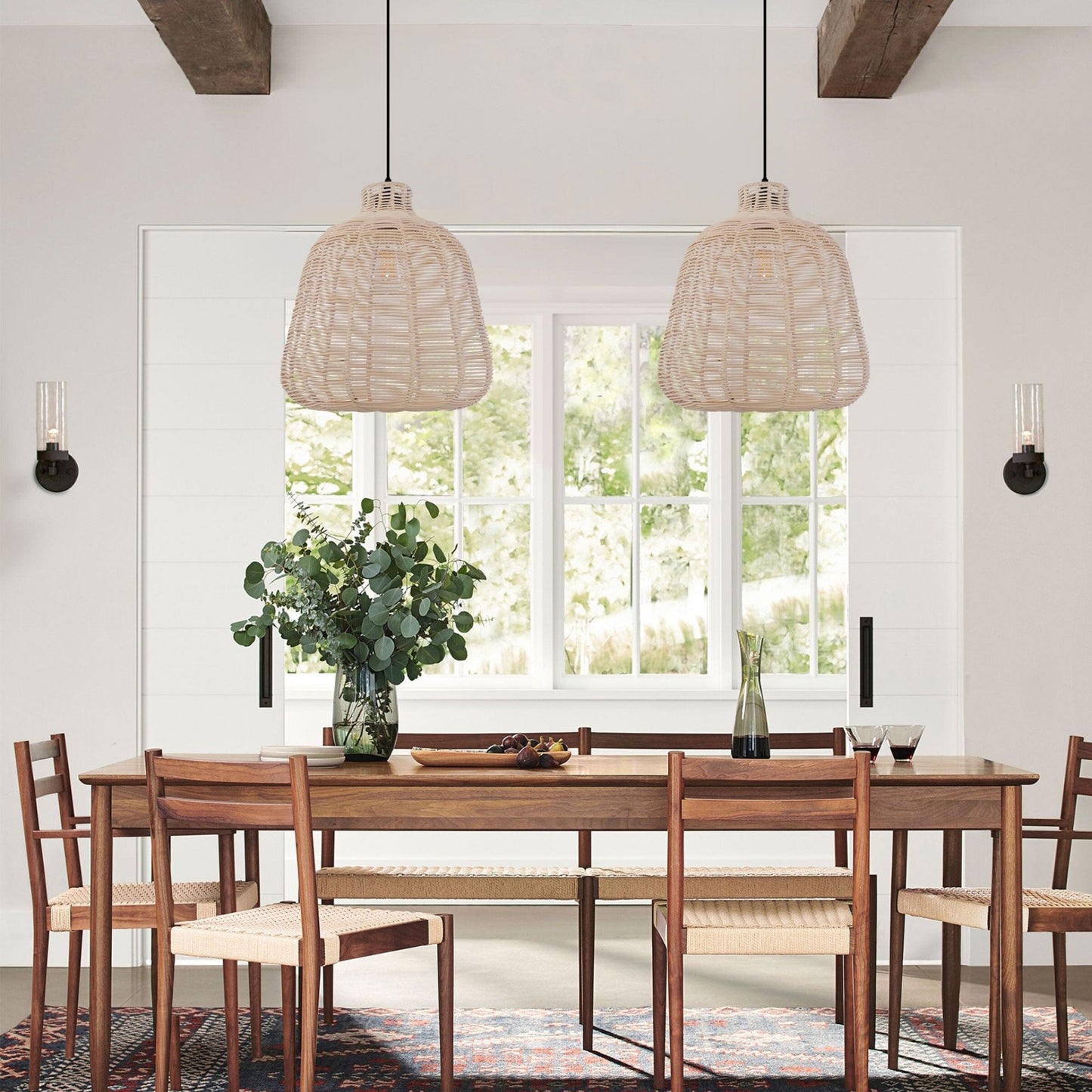 Lightsin Natural Rattan Pendant Light – Handwoven Ceiling Pendant Light for Living Room, Bedroom, and Ambient Boho Interiors - House Comfort