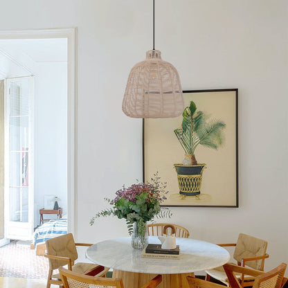 Lightsin Natural Rattan Pendant Light – Handwoven Ceiling Pendant Light for Living Room, Bedroom, and Ambient Boho Interiors - House Comfort