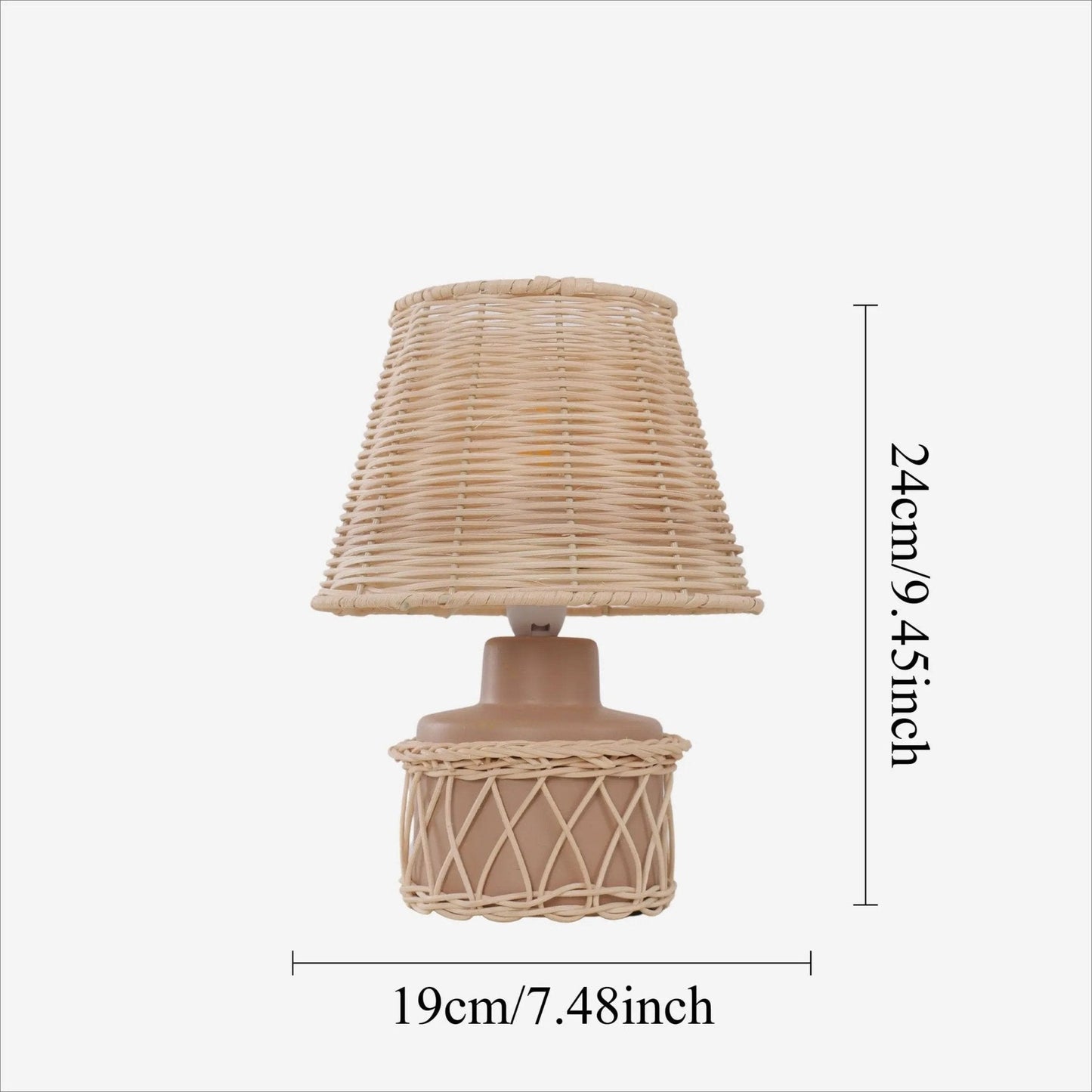 Lightsin Natural Rattan Table Lamp with Pink Wood Base for Bedroom and Living Room - House Comfort